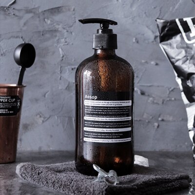 500ML Braune Flasche nordisch Glas Flüssigkeit Seife Spender Shampoo Flasche Für Flasche Dusche Gel Flasche Körper Waschen Haar Klimaanlage Kasten,seifenspender: Pumpe 500ML