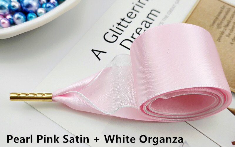 Boutique Schnürsenkel 19 Farbe 3,2 cm Breite Doppel Satin Organza Schnürsenkel Schöne Spitze Verbreitert Freizeit Sport Schuhe Schnürsenkel: Pearl Pink White