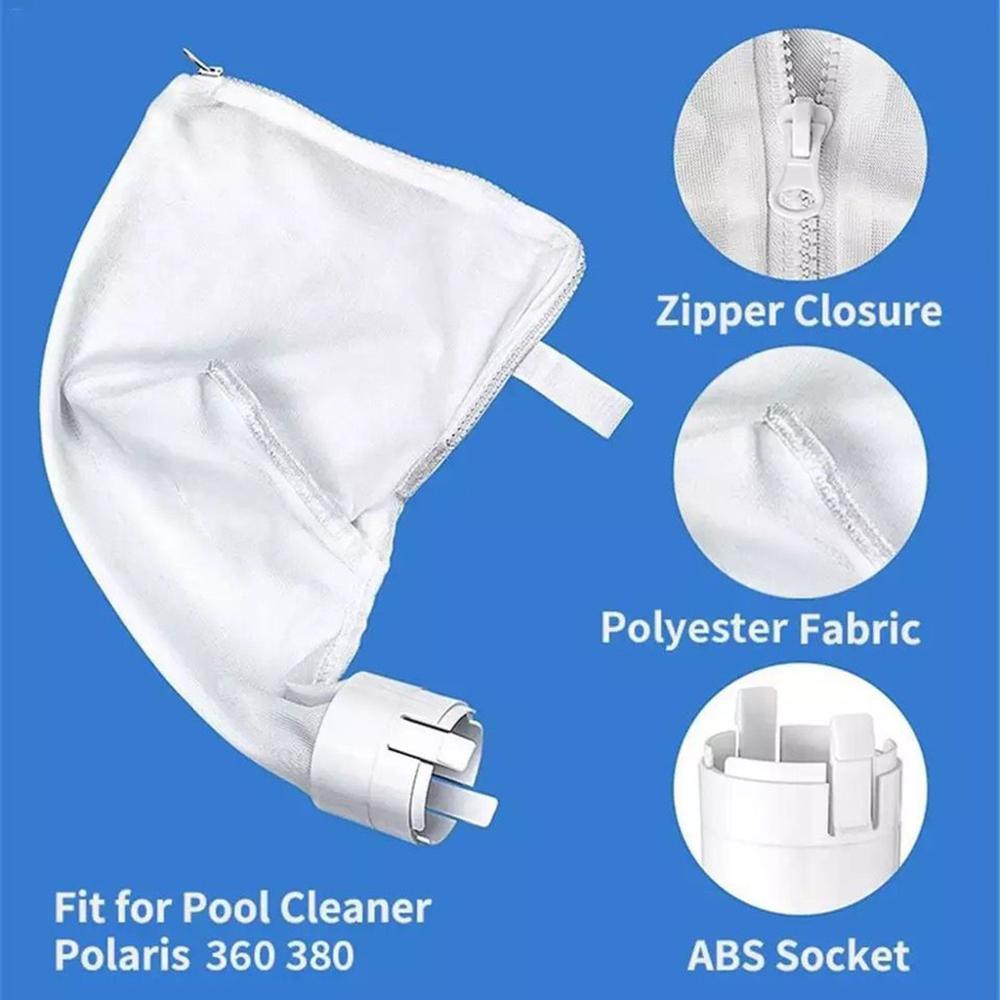 1/2 sacos do líquido de limpeza da piscina da malha do pc, substituição do zíper do saco para polaris 280 & 480 a abertura do líquido de limpeza da piscina faz a malha da piscina n50