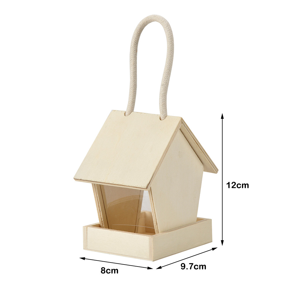 Wild bird wooden feeder, feeder hanging in the garden yard Small wall-mounted wooden bird feeder #40