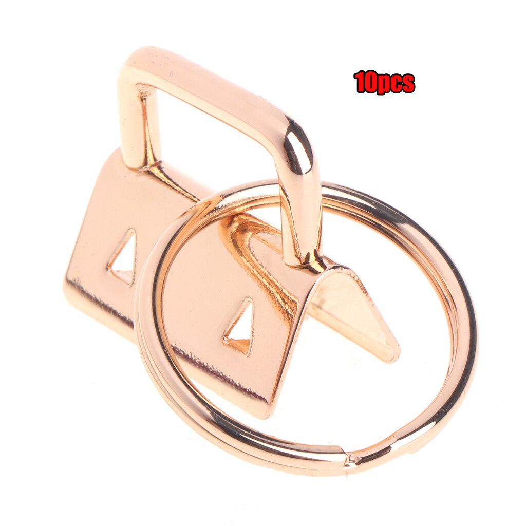 10Pcs Key Fob Hardware 25mm keychain Split Ring For Wrist Wristlets Cotton Tail Clip: Gold