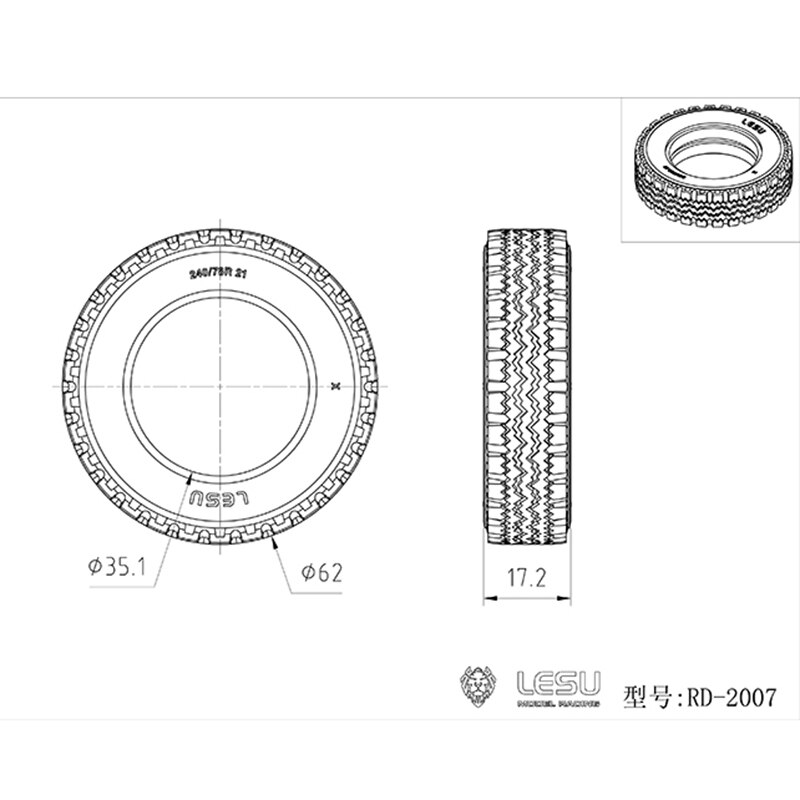 1 Pair Front Rubber Wheel Tire Tyre for LESU 1/14 Hydraulic Linde Forklift Transfer Car DIY Truck