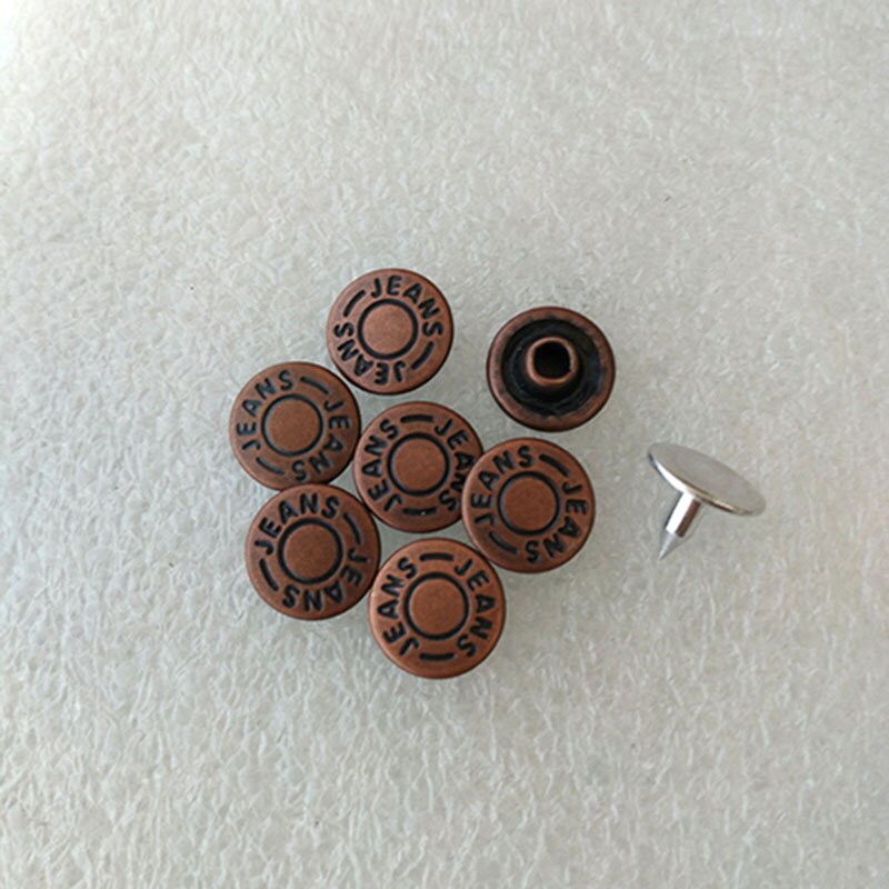 9.5mm 200sets brass garment jeans rivets with alum nail bronze /black nickle/nickle/red cooper color and 1set of tools: Red cooper