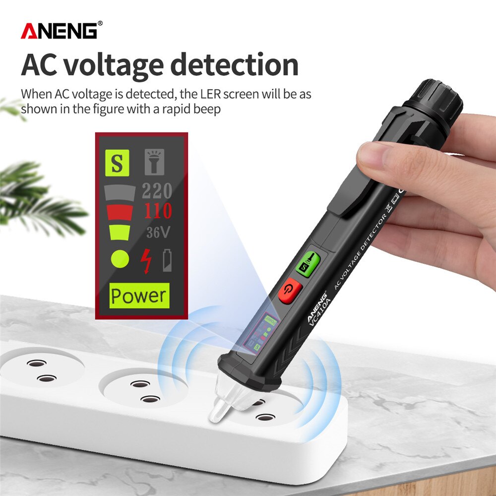 VD410A Digitale Voltage Detector Ac Tester Meter Pen Contactloze Led Voltage Elektrische Indicator Meter Pen 12V-1000V