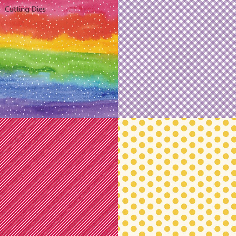 12Pcs/lot Rainbow Pattern Scrapbooking Paper Pack Handmade Craft Paper Diy Background Pad