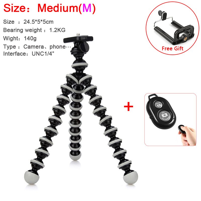 Trépied télescopique en forme de pieuvre pour téléphone, petit support numérique pour appareil photo SLR, pour iPhone et android: Medium ad Controller
