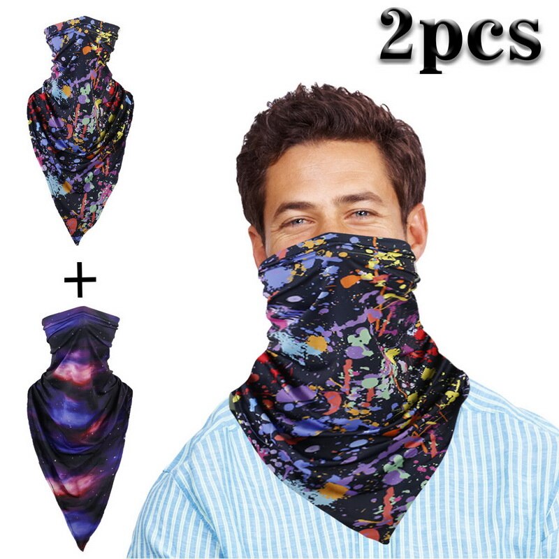 Bedrukte sjaal magische bandana microvezel naadloze buisvormige hijab nek tube sport sjaal masker hoofddeksel gezicht 2 stuks: 1