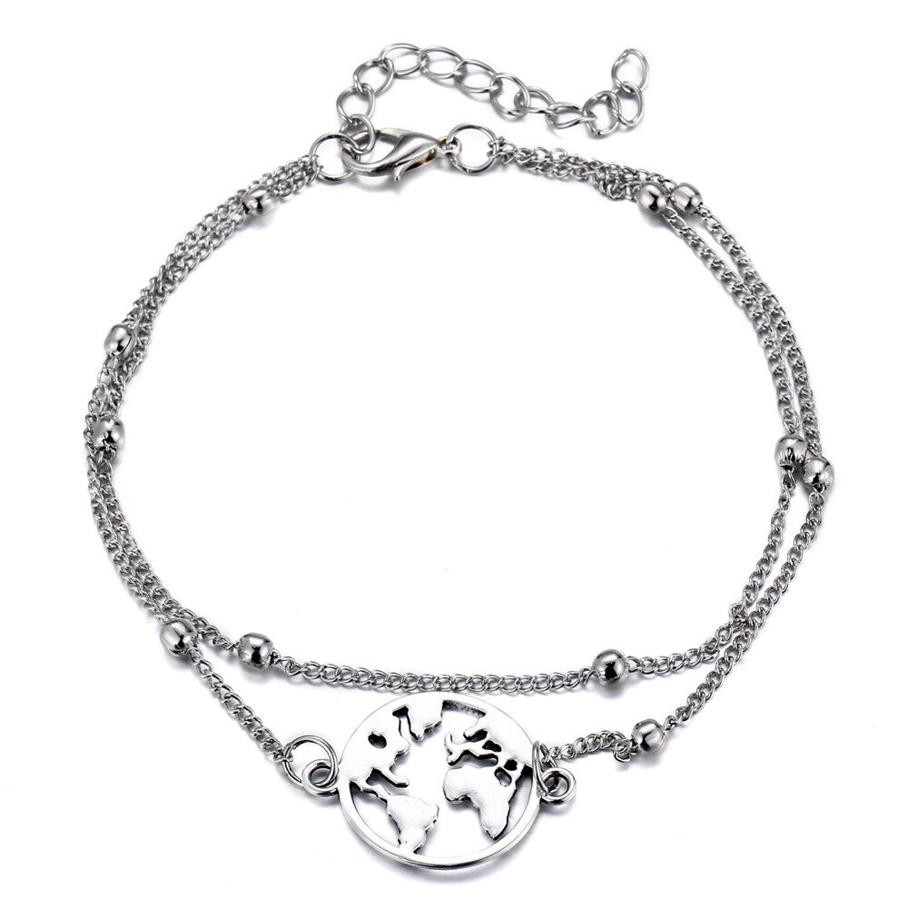 Tobillera de acero inoxidable con colgante de corazón para chica, pulsera de tobillo para chica, accesorios para mujer, de joyería, 5 uds.: 1