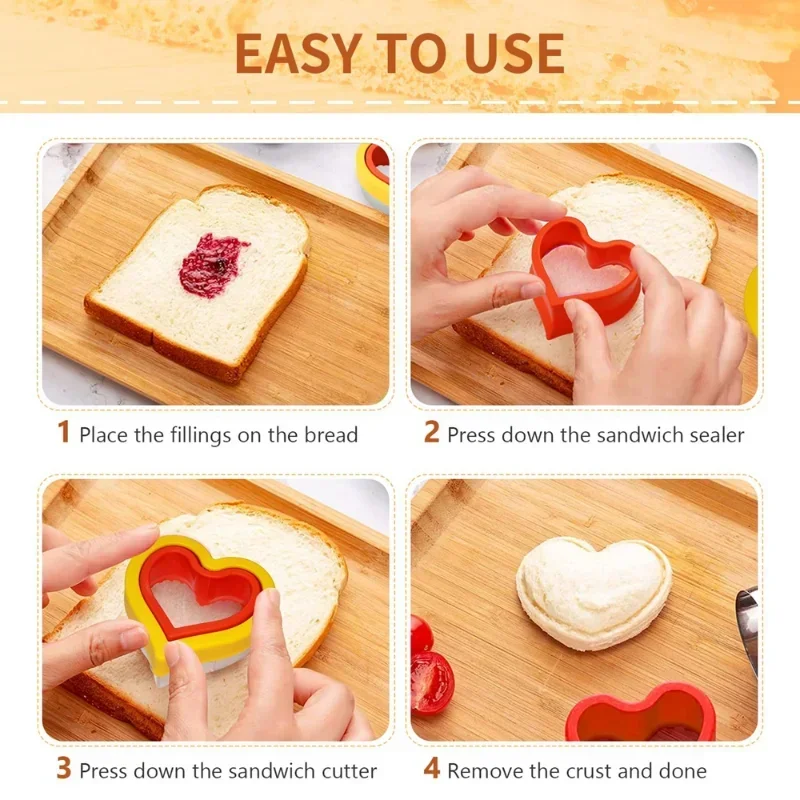 Køkkenbageværktøj sandwichskærer og forseglersæt til børn gør-det-selv-fremstilling af småkageform pandekagemaskine prægemaskine madforme