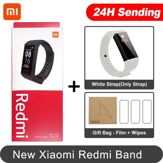 In Magazzino Xiaomi Redmi Band Smart Wristband Fitness Del Braccialetto Più Viso 1.08 "Touch Screen a Colori 14 giorni 2020 redmi banda intelligente: Add White N 3 Film