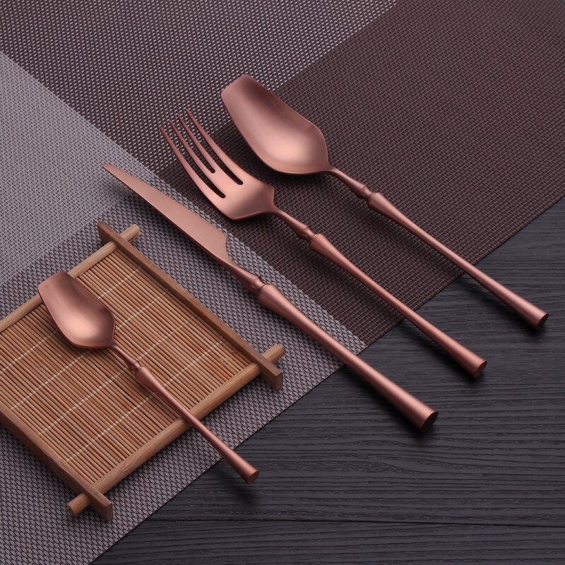 Rose Gold Tableware Forks Spoons Knives Dinnerware Set Stainless Steel Western Cutlery Set Silver Kitchen Utensils Dropshopping