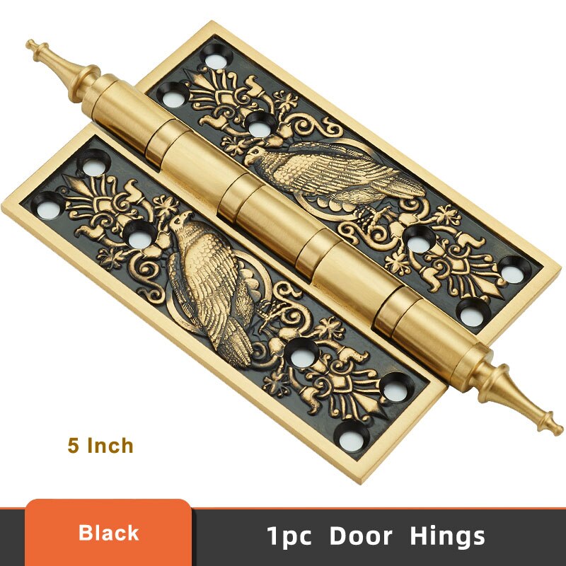 1pc 5Inch European Hinge Gate Door Room Door Copper Hinge Brass Hings Thick Retro Antique Cabinet Door Neoclassical: Black Bronze
