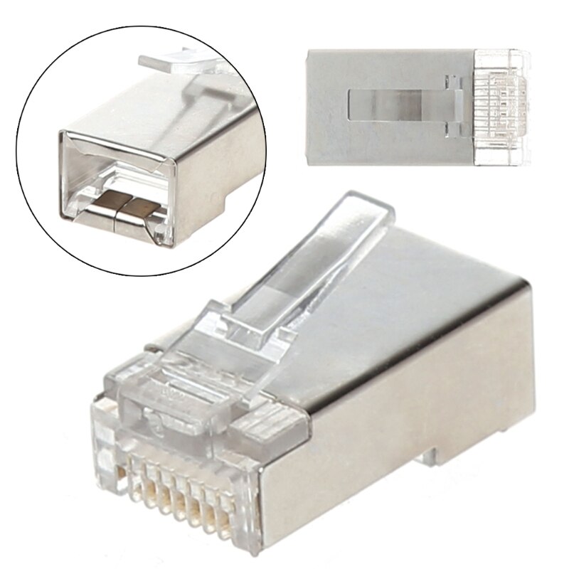 50/100Pcs CAT5 RJ45 8-Pin Geschirmt Modular Stecker Ethernet Netzwerk Kabel Stecker schiff