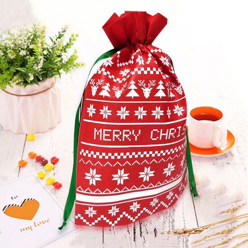 Christmas Bag Drawstring Cute Portable Storage Candy Bag Packaging Non-woven Bags