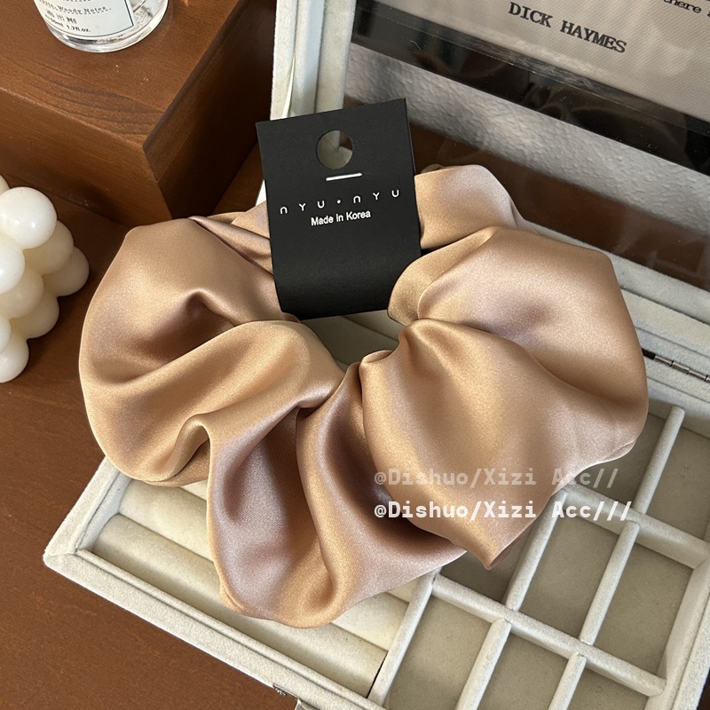 Scrunchie de seda de gran tamaño para niñas, coletero saten pelo mujer cabello, color sólido de Corea coletas para cabello gomas pelo mujer bonitas coleteros elegantes scrunchis para el cabello: Rojo