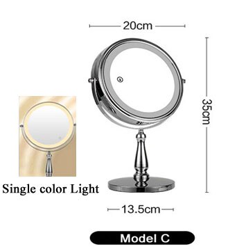 Big Size 8Inch Dubbelzijdig Vanity Make Geleid Spiegel 3X Vergroting, 3 Kleuren Touch Control, tafelblad Cosmetische Spiegel: Mod C-Single color