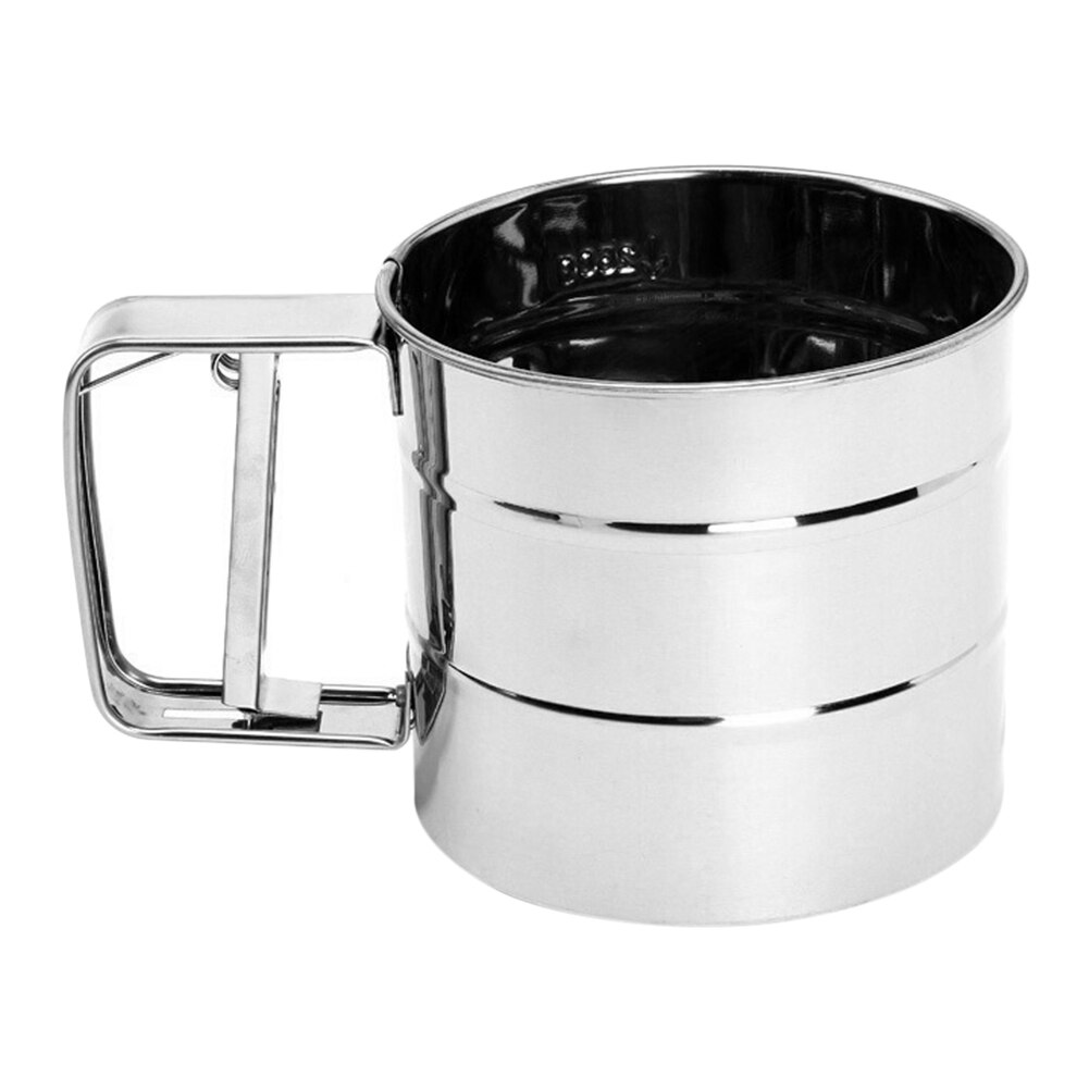 Stainless Steel Shaker Sieve Cup Mesh Crank Flour Sifter Mark For Flour Icing Sugar Kitchen Baking Tool: Default Title
