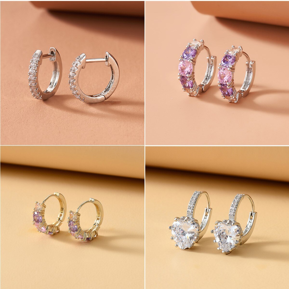 2021New Cubic Zircon Lock Earrings Heart Shape Stud Earrings For Women Girls jewelry Accessory Gif