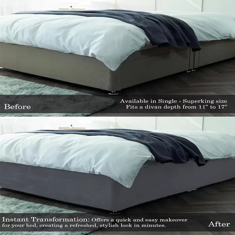 29cm Deep Base Wrap Valance Sheet Faux Suede Bed Base Covers Solid Color Soft Upholstery Easy Fit Old Bed Body Protection