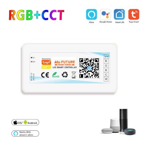 DC 5-24V Wifi Smart Controller Alexa Google Home Voice Single color/CCT/RGB/RGBWW/RGBCCT LED Strip Lights Change/Dimmer/Timer: RGBCCT Controller
