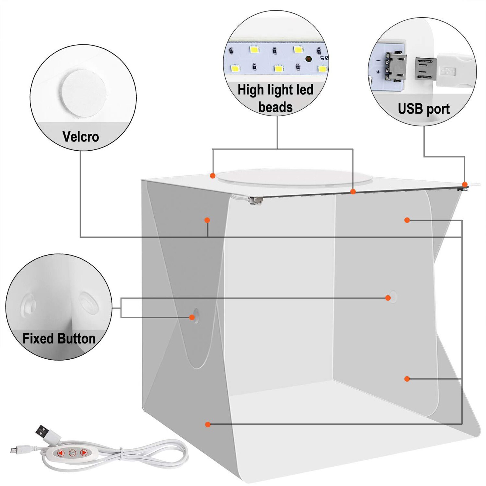 Foldable Photo Photography Studio LED Light Box Portable Shooting Tent Kit Adjustable Brightness for Product Display