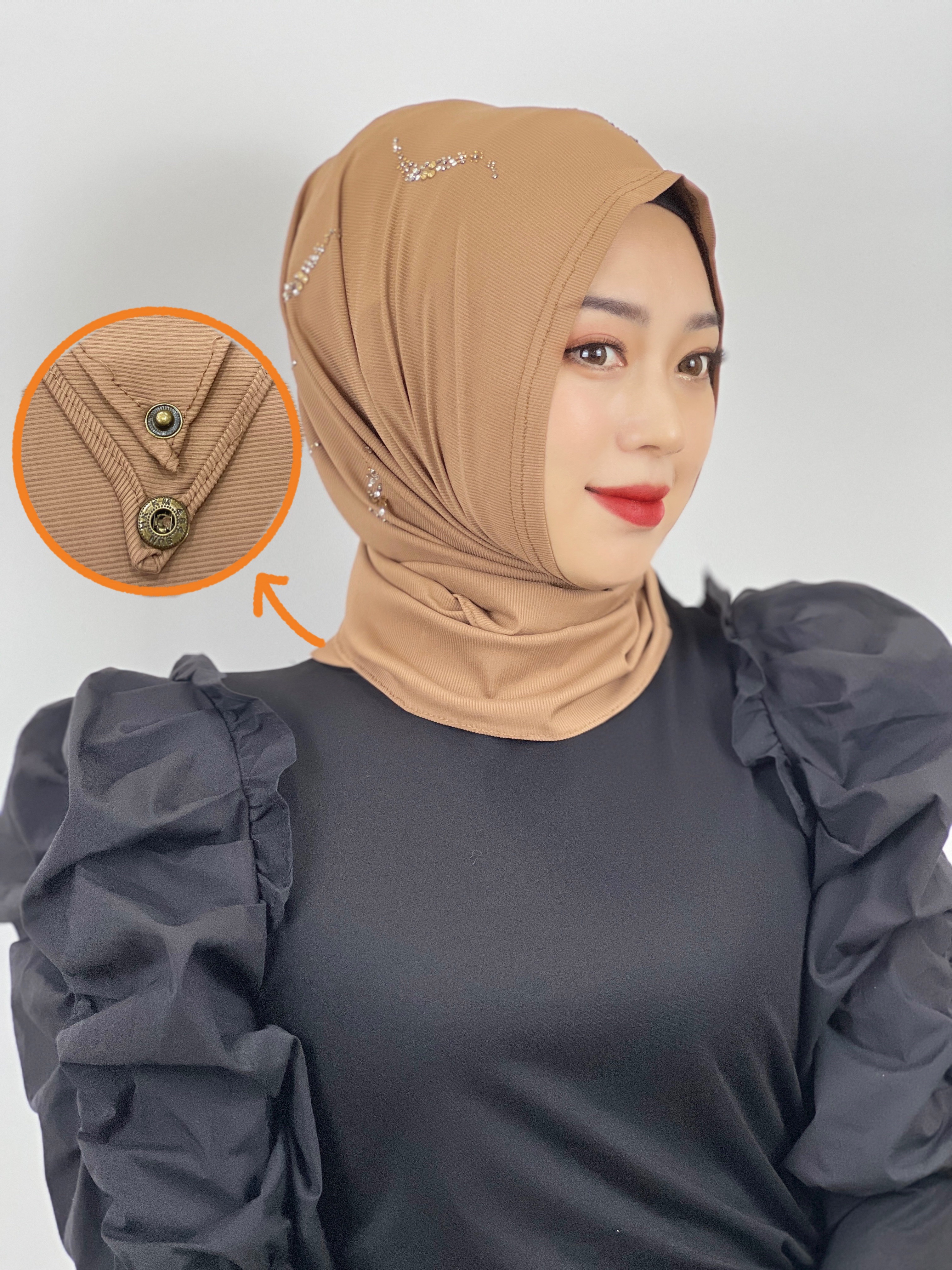 pañuelo cabeza mujer turbante mujer burquini mujer musulmana Hijab musulmán con diamantes de alta elasticidad, pañuelo islámico de Color sólido, listo para usar, turbante plisado, envolturas para la cabeza