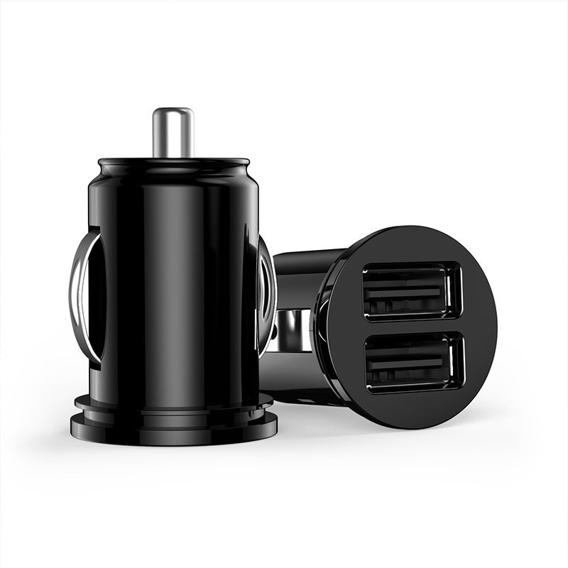 Bil lastbil dual 2 port usb mini oplader adapter til iphone 7 plus 6 5s 4s huawei  p10 samsung galaxy  s8 s7 celular black 12v power
