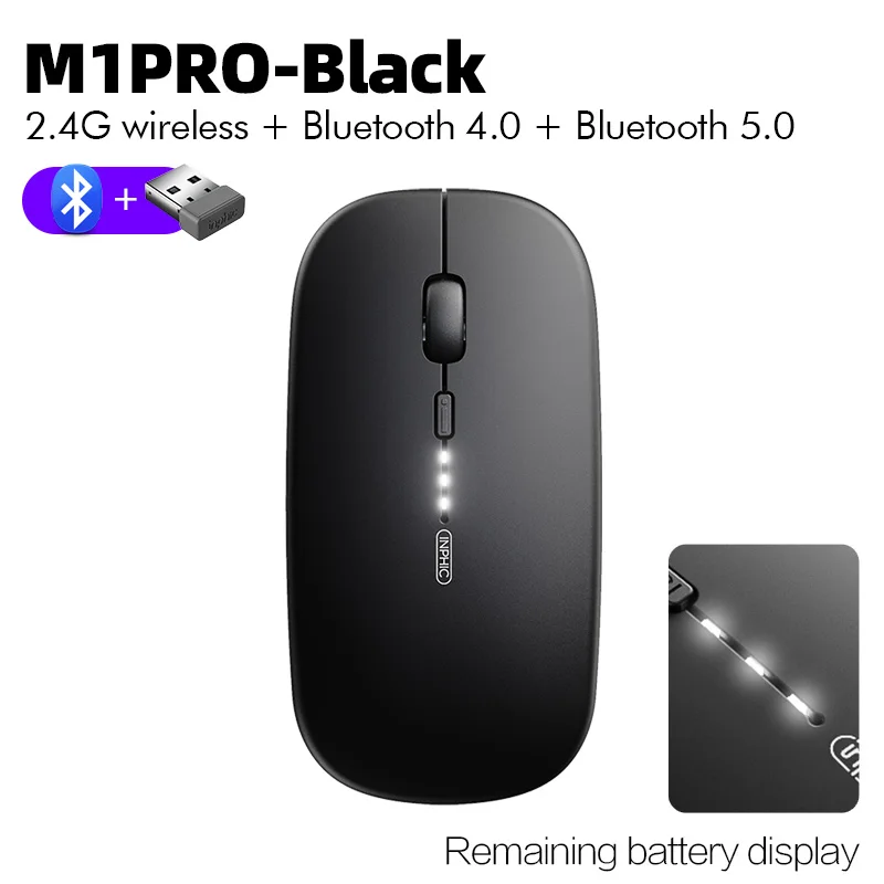 Inphic  m1 Profi kabellose maus, wiederaufladbare, geräuschlose maus, bluetooth-funkmaus mit drei modi, akkuanzeige + usb-c-ladefunktion: Orange