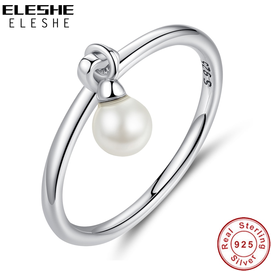 ELESHE, anillos de dedo de perla de agua dulce Natural auténtica, anillo de compromiso de Plata de Ley 925 para mujer, joyería de boda, Bijoux