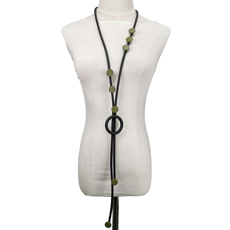 Damesmode Boheemse lange ketting Sieraden Luxe Rubberen sieraden Ketting Kostuum Feestaccessoires Hanger Kettingen: Blauw Zink