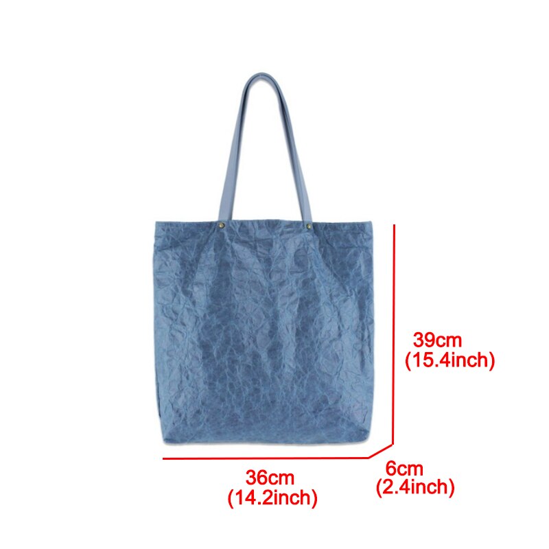 Bolso de hombro informal de papel DuPont para mujer, gran capacidad, de papel Kraft, Vintage, de lona, grandes compras