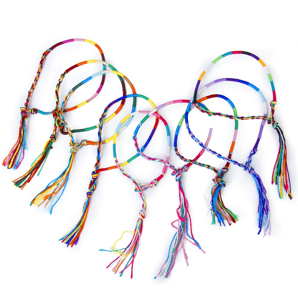9 x Style Hippie tressé fil amitié Bracelets poignet cheville Bracelet-couleur Radom