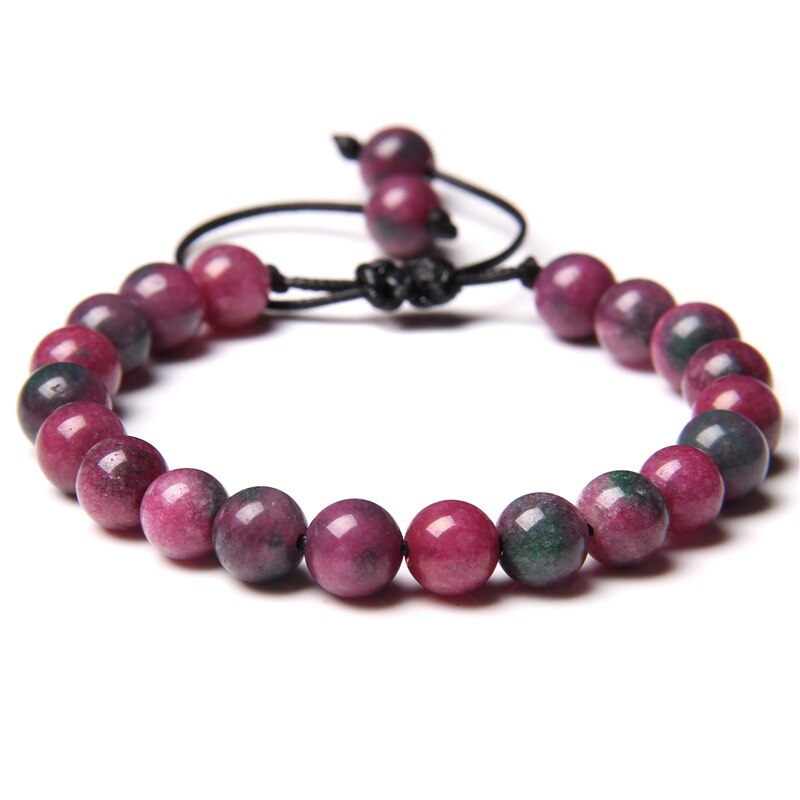 Women's purple natural stone bracelet Agates Amethysts beads Braided Bracelet Adjustable Rope length Mysterious: 5.Purple Shiraishi