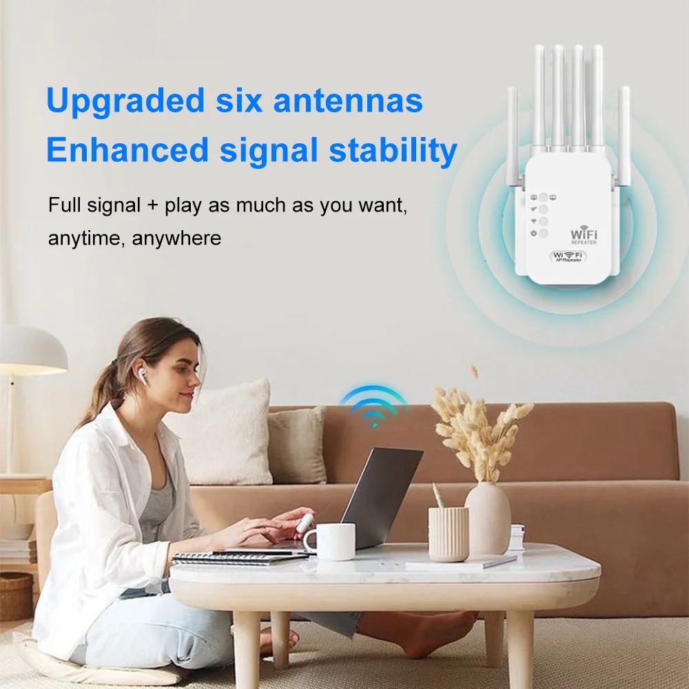 1200Mbps Wireless Repeater 2.4G 5G Dual Band WiFi Signal Extender Wi-Fi Amplifier WiFi Router Long Range Signal Booster Router