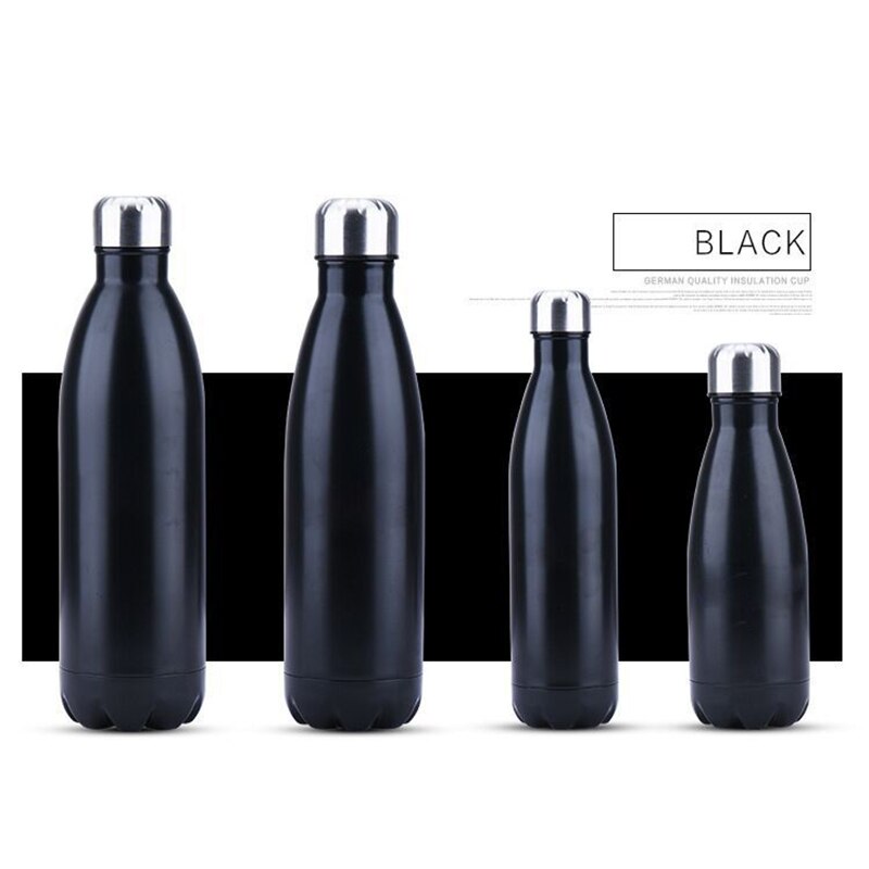 1 Pcs 500/750/1000 Ml Double-Wall Insulated BPA Free Water Bottle Stainless Steel Vacuum Thermos Tea Portable Accessory: black 1000ml