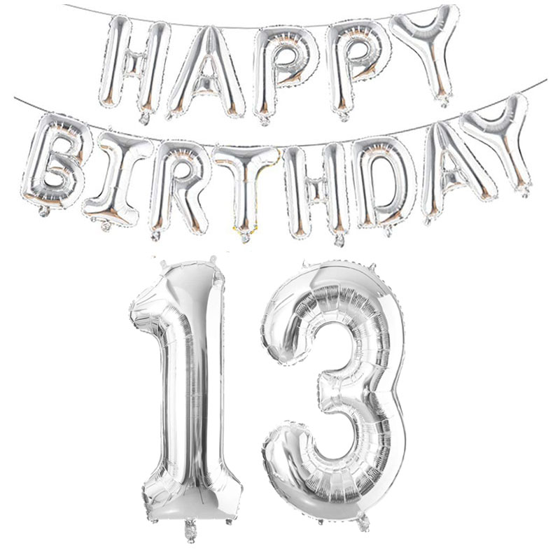 Globos plateados de aluminio con números de 32 pulgadas, 10 11 12 13 16 18 25 30 35 40 50 60 años, decoraciones para de feliz cumpleaños, adultos, niños, niños y niñas