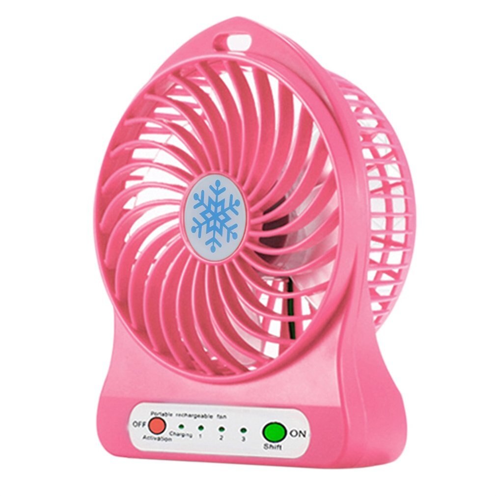 Mini bærbar ventilator usb genopladelig luftkøler 4- tommer 3 tilstande hastigheds-ledet belysningsfunktion desktop fan studerende fan: Lyserød
