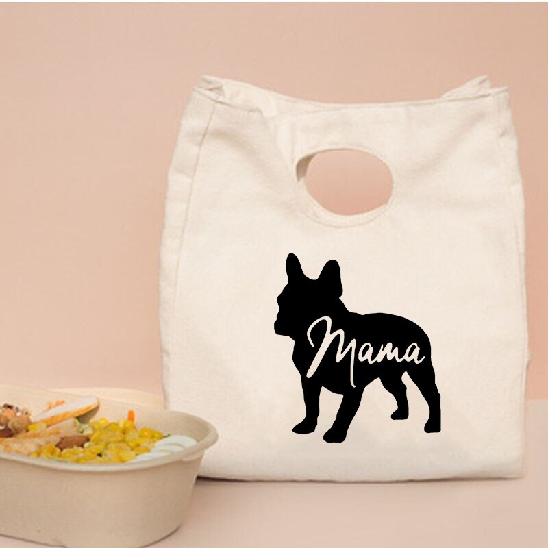 Sac à déjeuner isolant imprimé bouledogue français, sac de pique-nique Portable pour garder les aliments au , pochette fourre-tout isotherme pour l&#39;école,: Q00145-TBBG-C