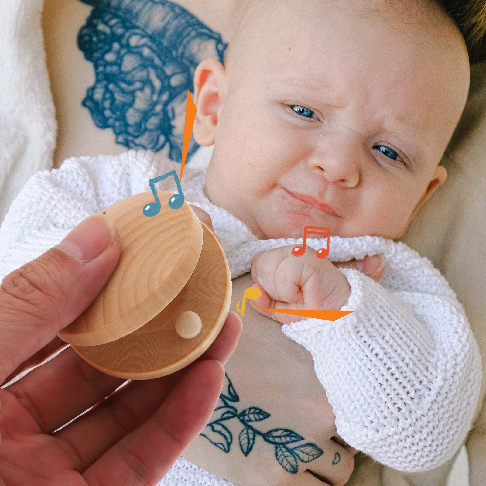 1Set Finger Cymbals Castanets Jingle Stick Bell Enlightenment Percussion Instruments