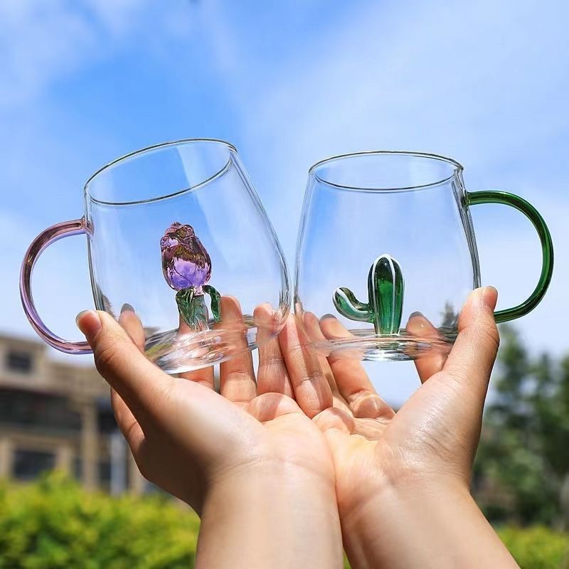 Verre en forme d'animal de dessin animé, mignon, verre à haute teneur en Borosilicate, tasse monocouche, salon avec invités, jus, boisson froide