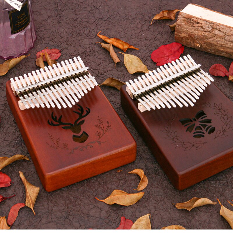 Mbira-instrumento Musical de madera de caoba africana, instrumento de percusión de 17 teclas con dedo, Sanza Mbira Carlimba, fácil de jugar con libro de aprendizaje