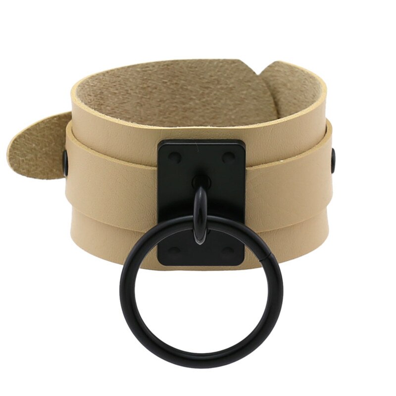 Bracelet punk rond en cuir pu, manchette gothique multicolore, pour femmes et hommes, bijoux de fête: Couleur 8