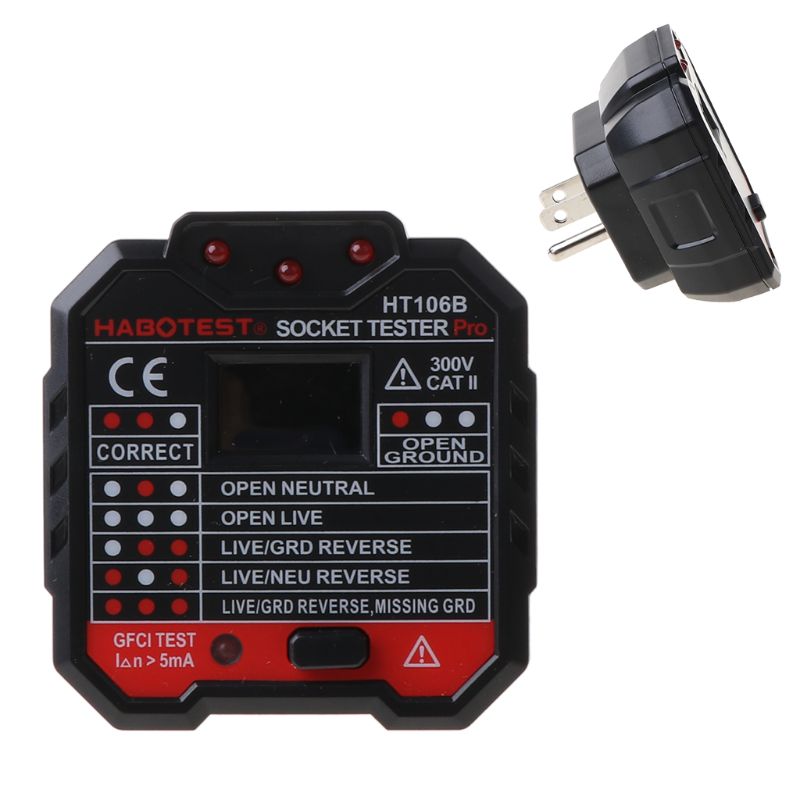 HT106 Electric Socket Tester Neutral Live Earth Wire Testing Circuit Polarity K9FA
