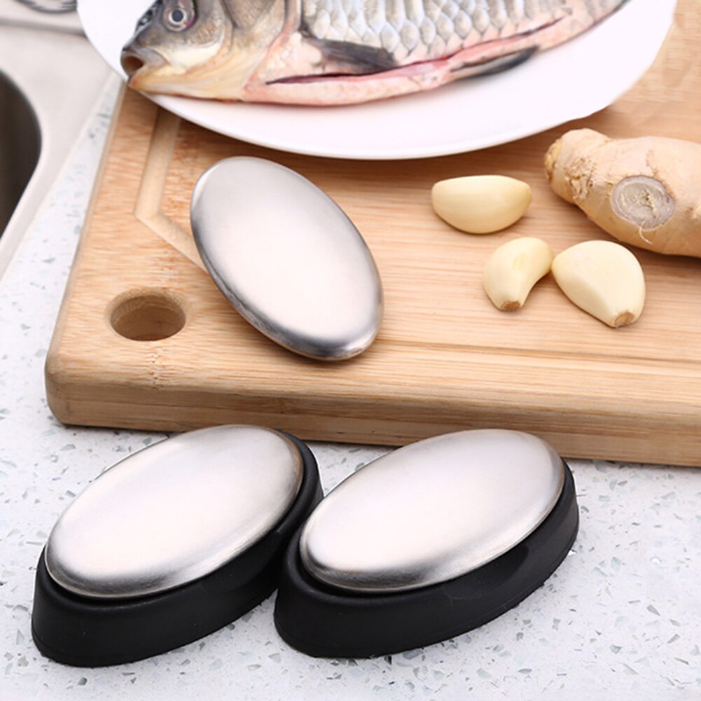 Magic Oval Deodorant Stainless Steel Soap Kitchen Bar Odor Remover Hands Washer