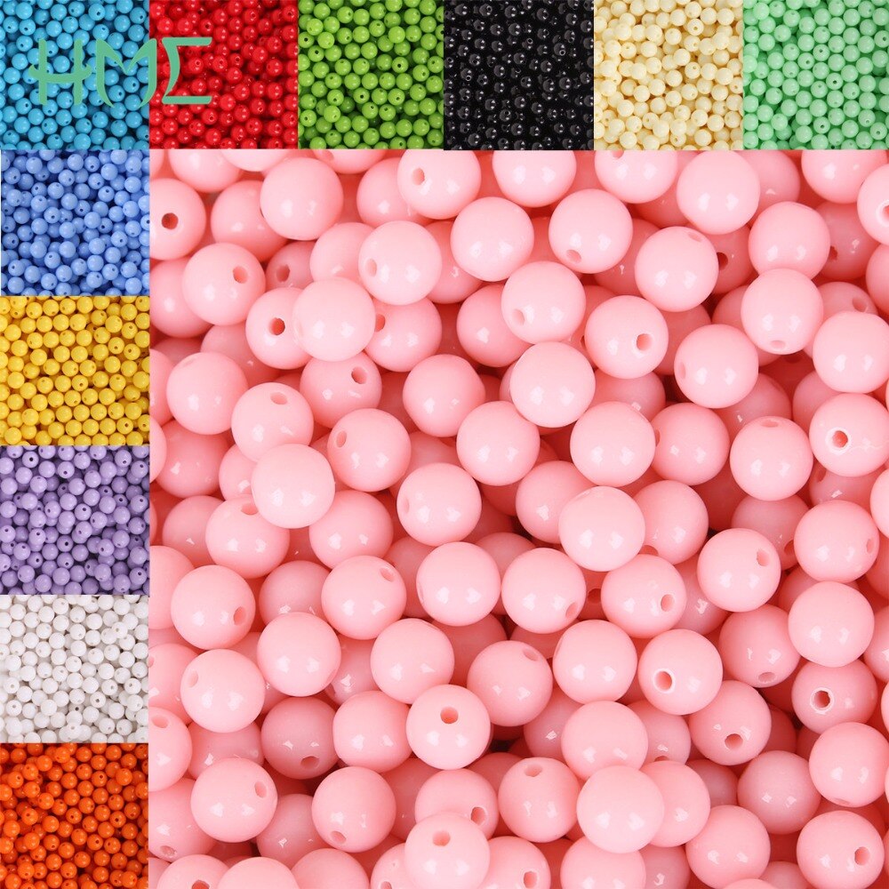 Dia . 8 mm hul ca. 1.8mm 100 stk diy perler skinnende plastik akryl løs afstandsstykke til gør det selv armbånd halskæde 20 farver