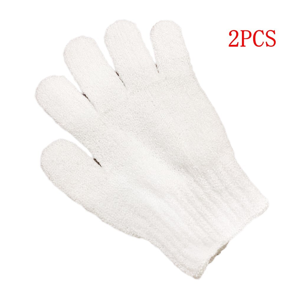 1Pc/2Pcs Douche Scrub Handschoenen Exfoliërende Terug Stroefheid Body Massage Spons Wassen Huid Hydraterende Spa Bad handschoen: 2PCS White