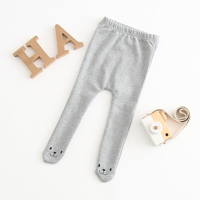 Lente Koreaanse Stijl Kinderkleding Baby Meisje Legging Een Stuk Baby Voet Bodem Sokken Katoen Pasgeboren Kinderen jongen: GRAY / 90cm for2T