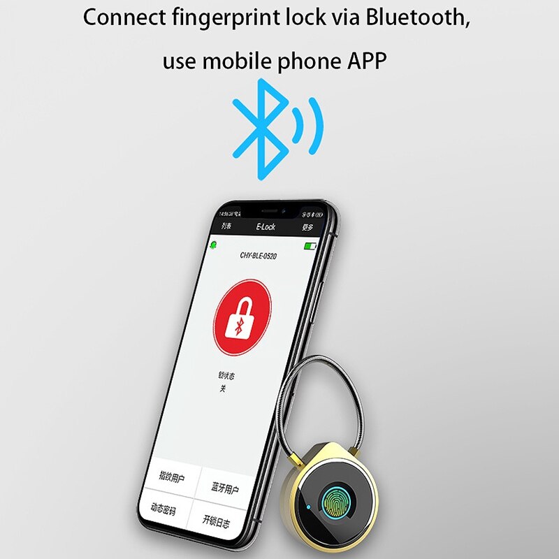 Fingerprint Padlock Smart Bluetooth Security Lock Anti-Theft Keyless Padlock for House Door,Suitcase,Backpack,Gym,Bike