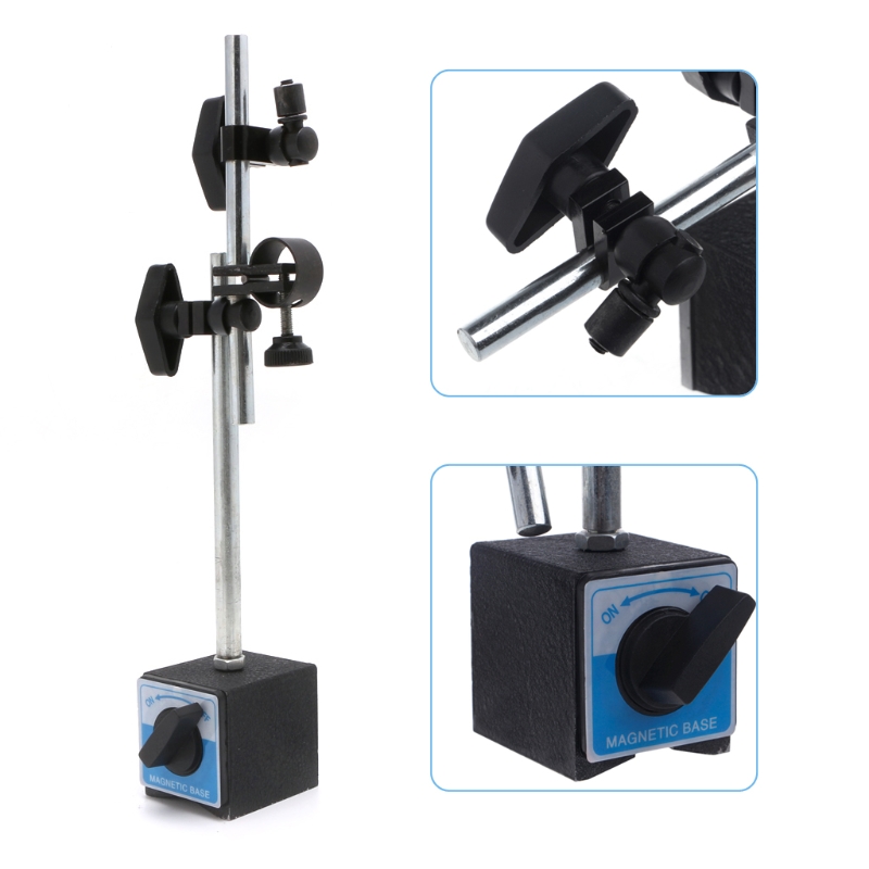 Magnetic Base Holder With Double Adjustable Pole For Dial Indicator Test Gauge