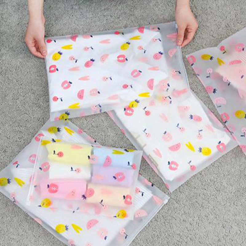 1PC Fruit Pattern Clear Plastic Storage Bag Ziplock Travel Bags Zip Lock Valve Slide Seal Packing Pouch For Cosmetic Clothing